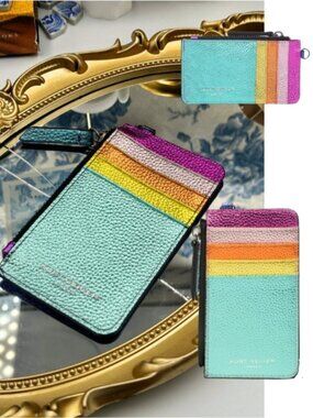 🆕 KURT GEIGER LONDON 🧿 NWOT Rainbow Shop 690 Card Holder in Multi Rainbow